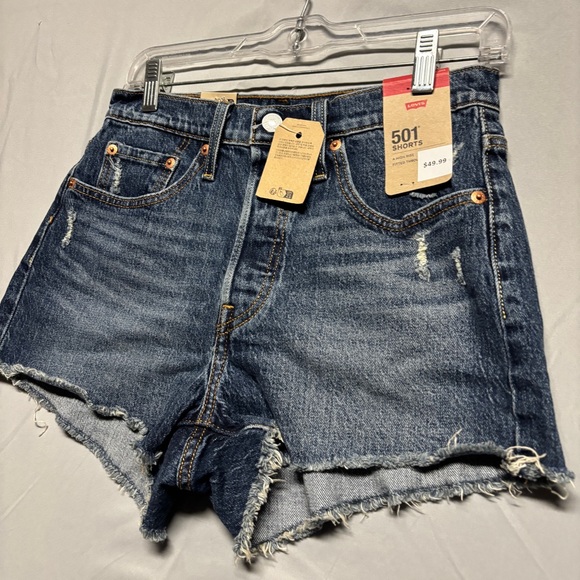 Levi's 501 Women's Blue Denim Shorts - Picture 5 of 10